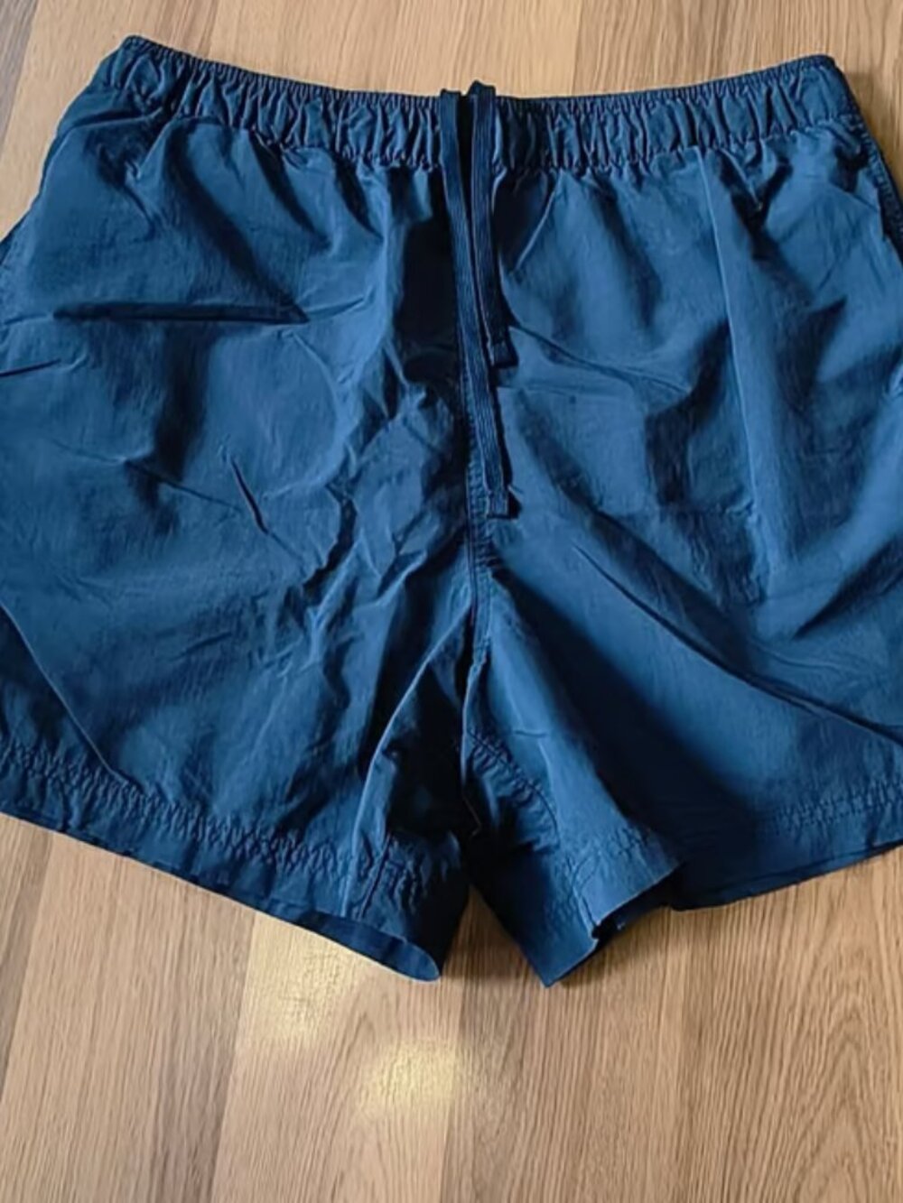 Men's Navy Blue Swim Trunks Drawstring Mesh Lined